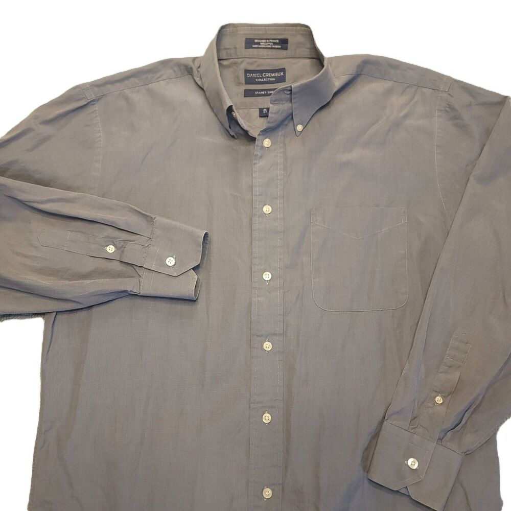 Daniel Cremieux Mens XL  16/34 Shirt Staney Button Up Gray Long Sleeve